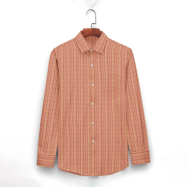 Orange With Yellow Striped Full Sleeve Shirt - Image 4