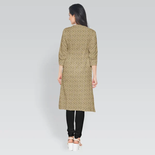 Brown With Yellow Abstract Ajrakh Print Cotton Women's Kurta - Image 2