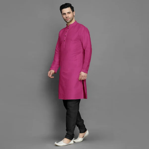 Deep Pink Silk Kurta - Image 2