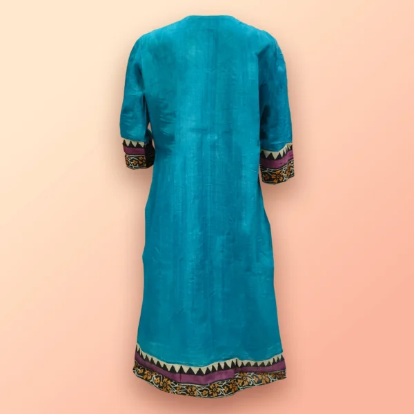 Cyan Tussar Printed Women's Kurta - Image 2