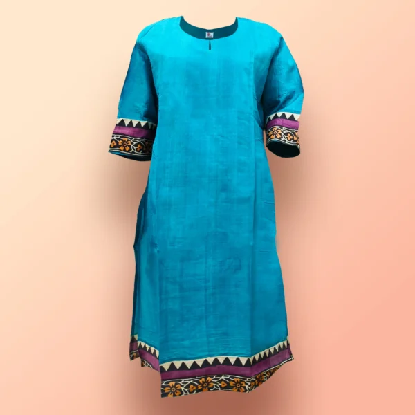 Cyan Tussar Printed Women's Kurta